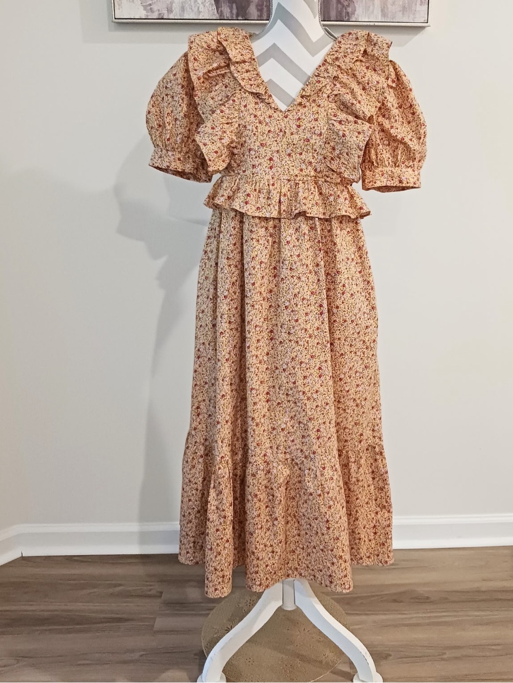 English Factory Cotton Floral Ruffled Midi Dress